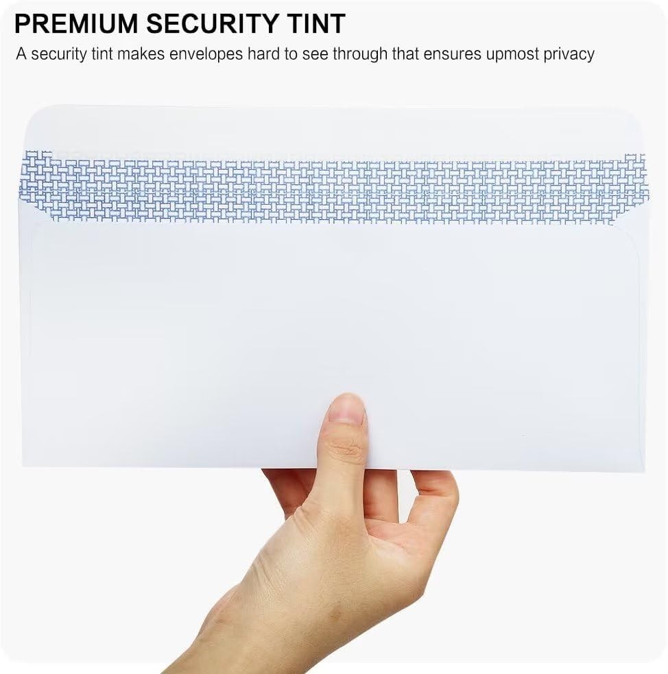Secure 500 Pack Business Envelopes – Self-Seal Windowless, 4.125 x 9.5 Inch Size