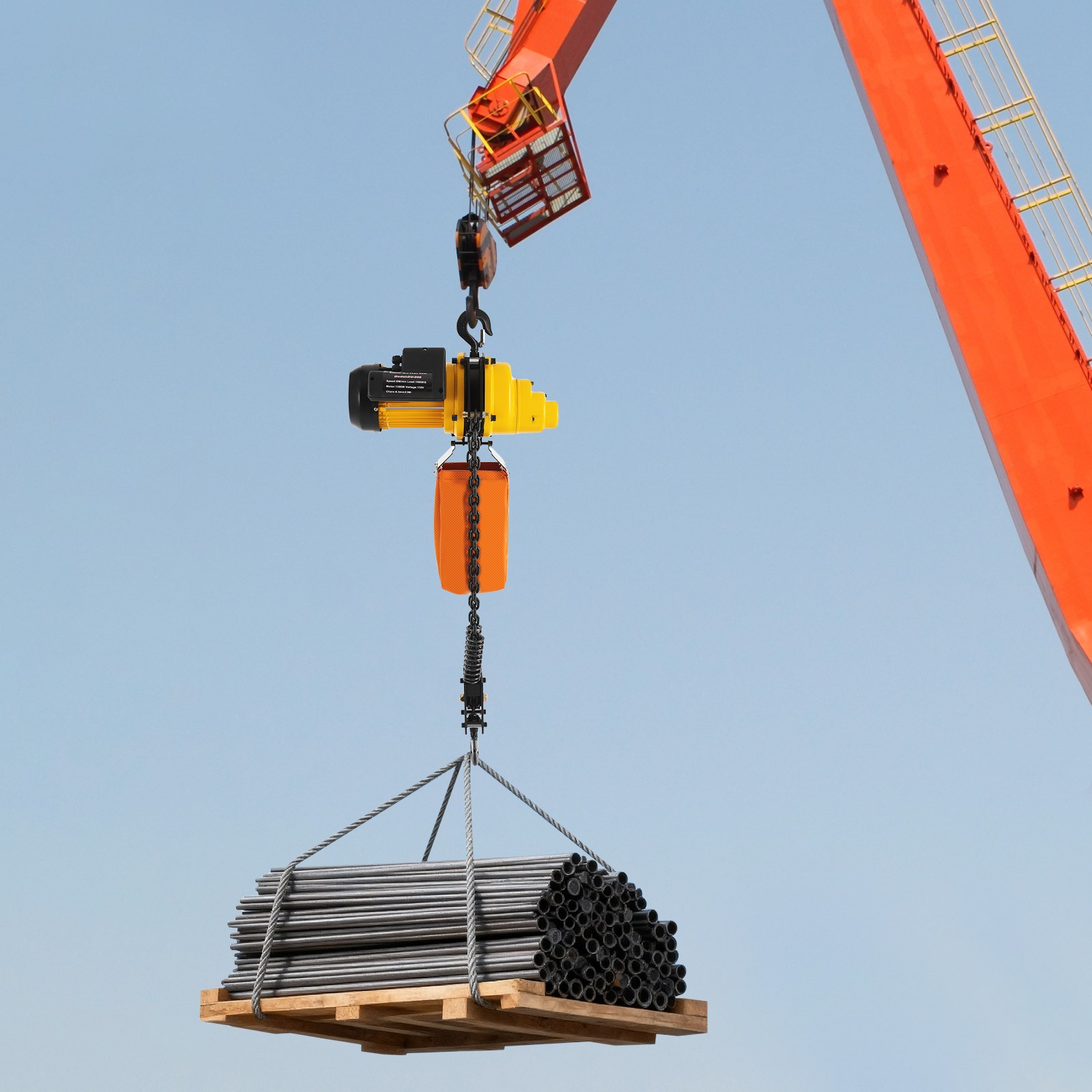 1 Ton Electric Chain Hoist & 10FT Double Chain Lifting Single Phrase 20Mn2