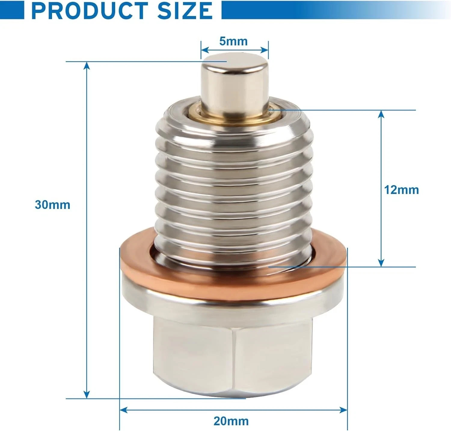 M14 x 1.5 Stainless Steel Magnetic Oil Drain Plug with Neodymium Magnet Fits for