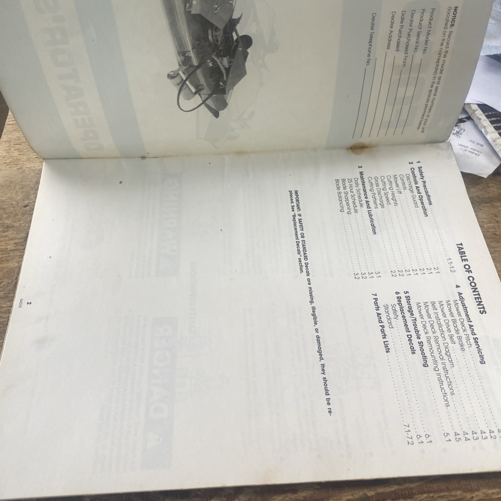 Ford 38″ Mower Attachment Model 09GN3697 Operator’s Manual Tractor Guide