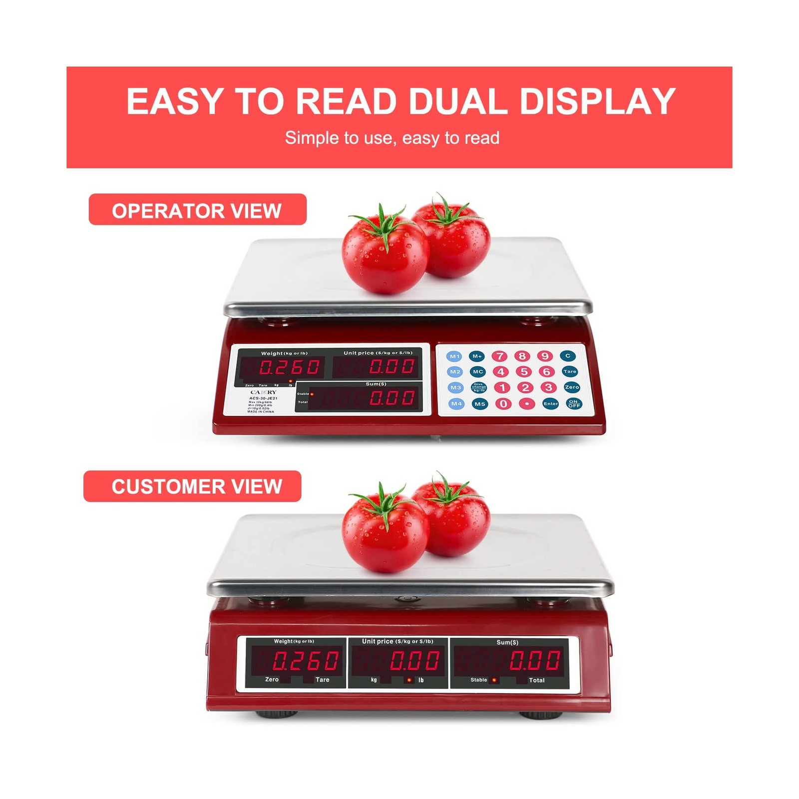 CAMRY Price Computing Scale Commercial Food Scale 66lb / 30kg Fruit Meat Prod…