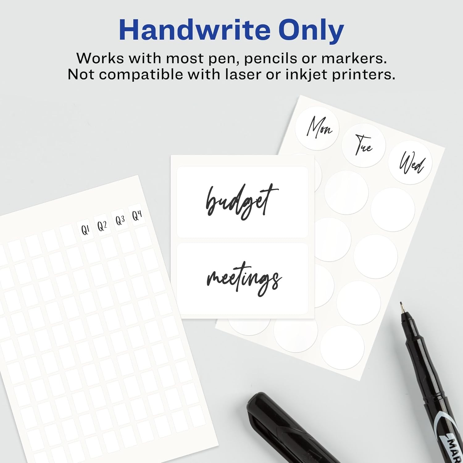 Multi-Use Removable Labels, “X3”,White,Non-Printable,72 Blank Labels Total(6728)