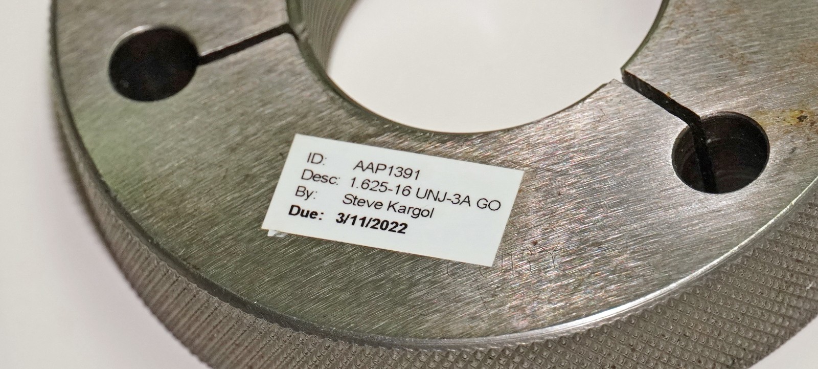 1-5/8-16 UNJ-3A Thread Ring Gage Set Go 1.5844 NoGo 1.5805 PMC Mercury USA