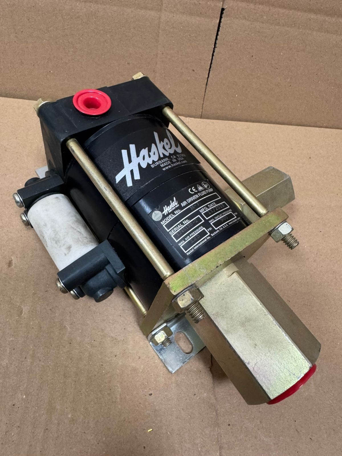 Haskel / Air Driven Fluid Pump / M-7 / Air Press 125 PSI, Outlet Press 900 PSI