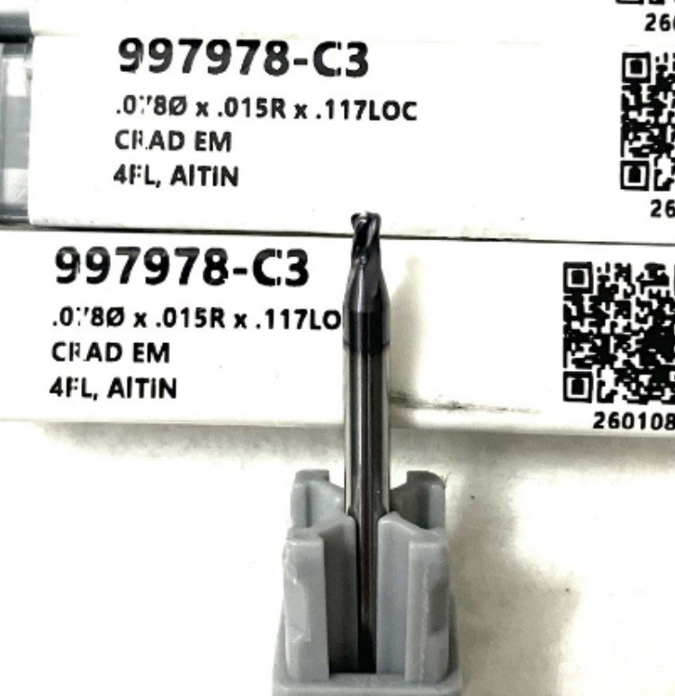 5PC Harvey Tool 997978-C3 5/64″ 4FL Corner Radius End Mill .015R Carbide AlTiN