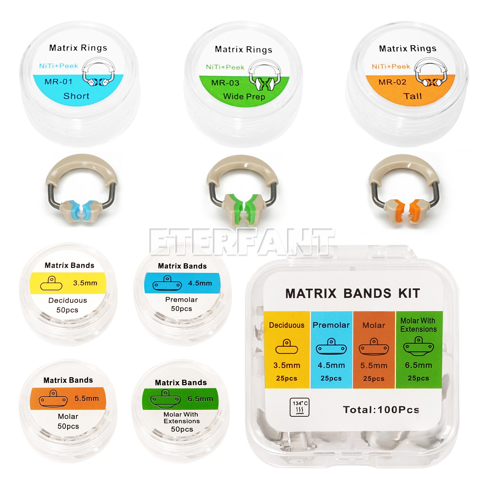 3D Separator Dental Matrix Bands Rings Clamp Clip Titanium Matrices Fit Garrison