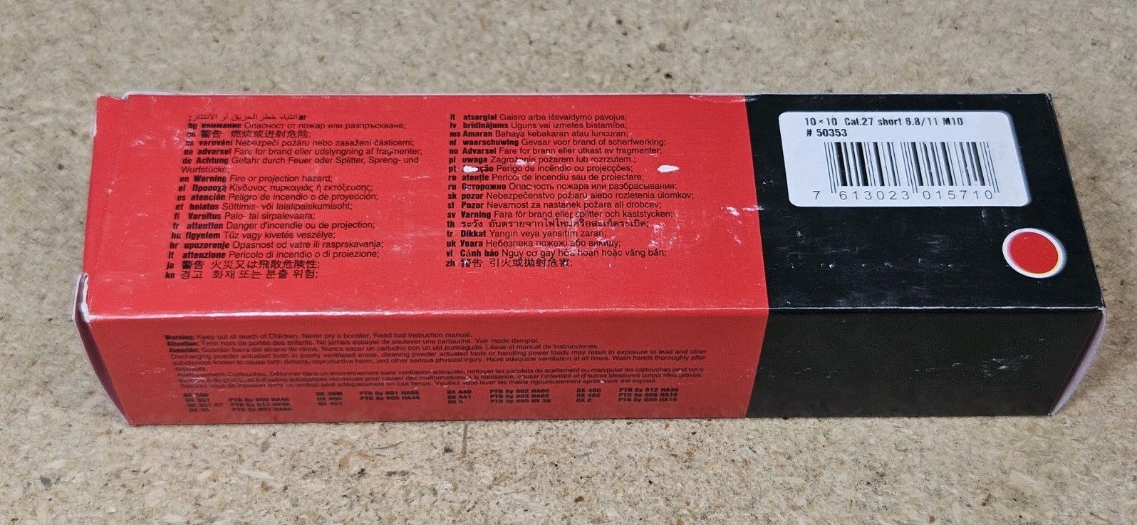 HILTI 6.8/11 M10 powder cartridges .27 cal – red – 50353 – 10 strips – 100 shots