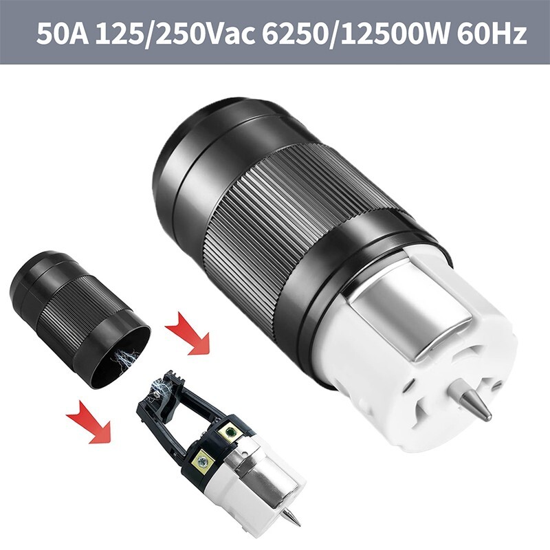 Generator Connector 50A 125/250V, NEMA SS2-50R Female Locking Power Cord Plug US