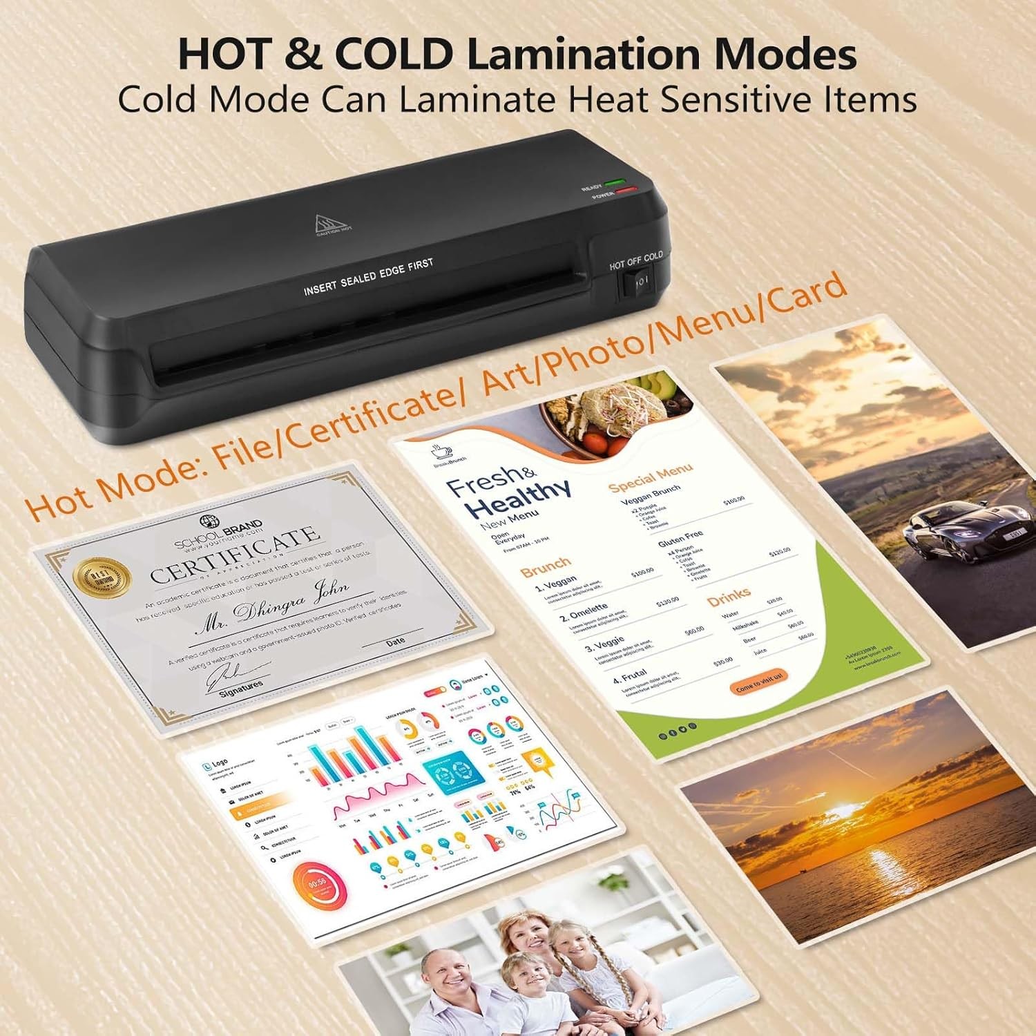 A4 Laminating Machine Hot Cold Laminator 2 Roller Fast Warm Up for Home Office