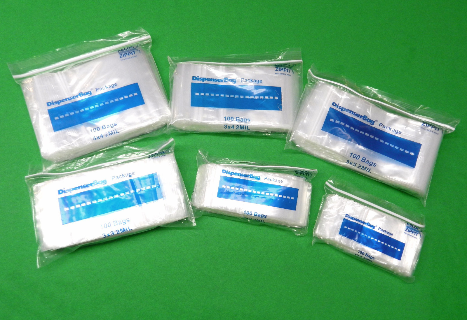 600 Bags Reloc Zippit 2mil Clear Assorted 100 Each Size 2×2 2×3 3×3 3×4 3×5 4×4