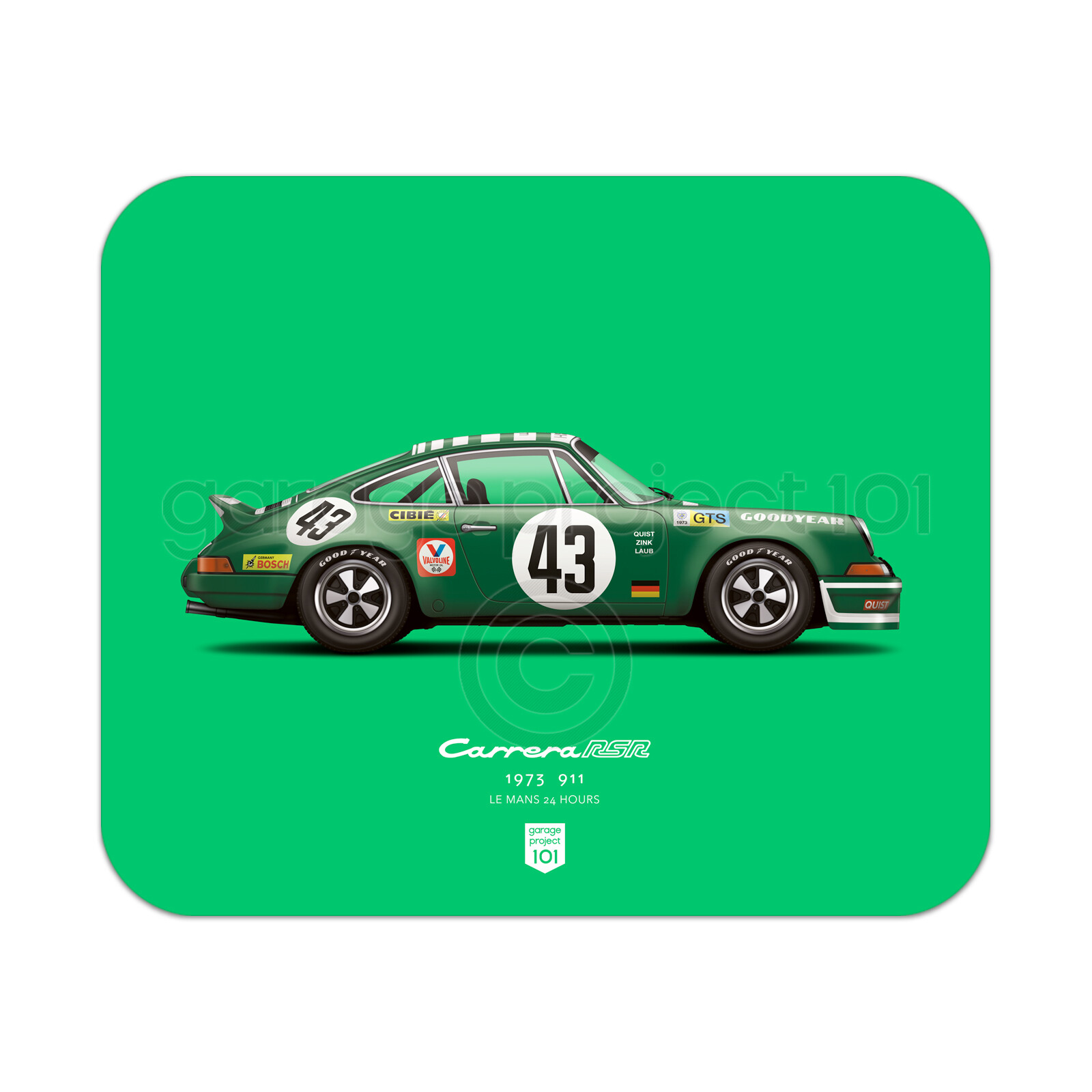 1973 Porsche 911 Carrera RSR (Le Mans 24 Hours) illustration Mouse Pad