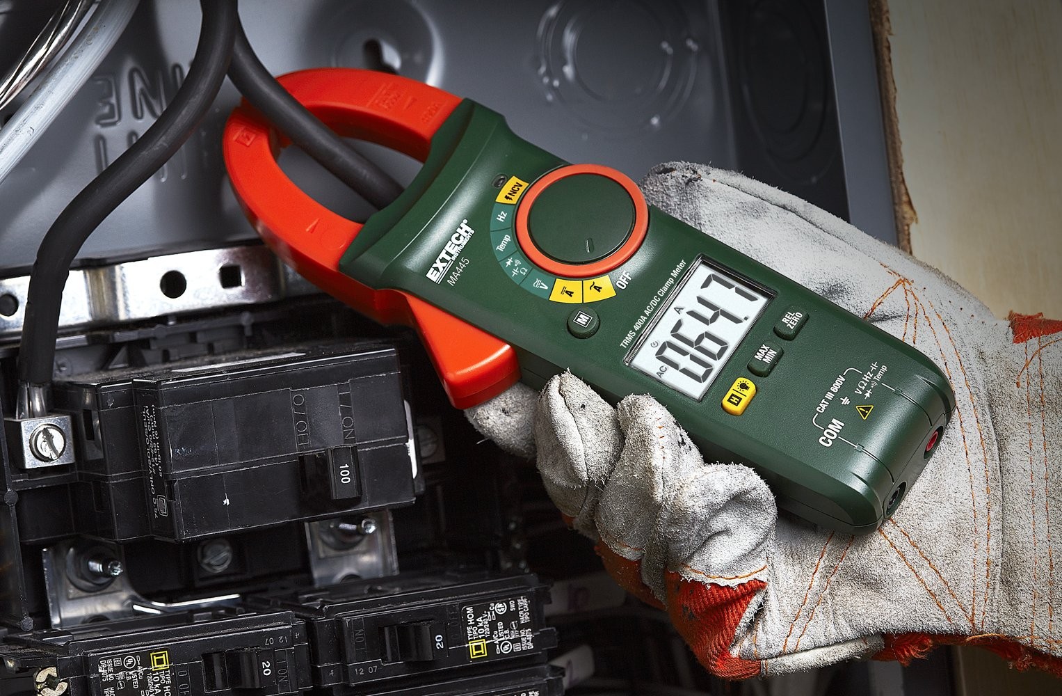 Extech MA445 400A True RMS AC/DC Clamp Meter with NCV Detector, 1.2″ Jaw