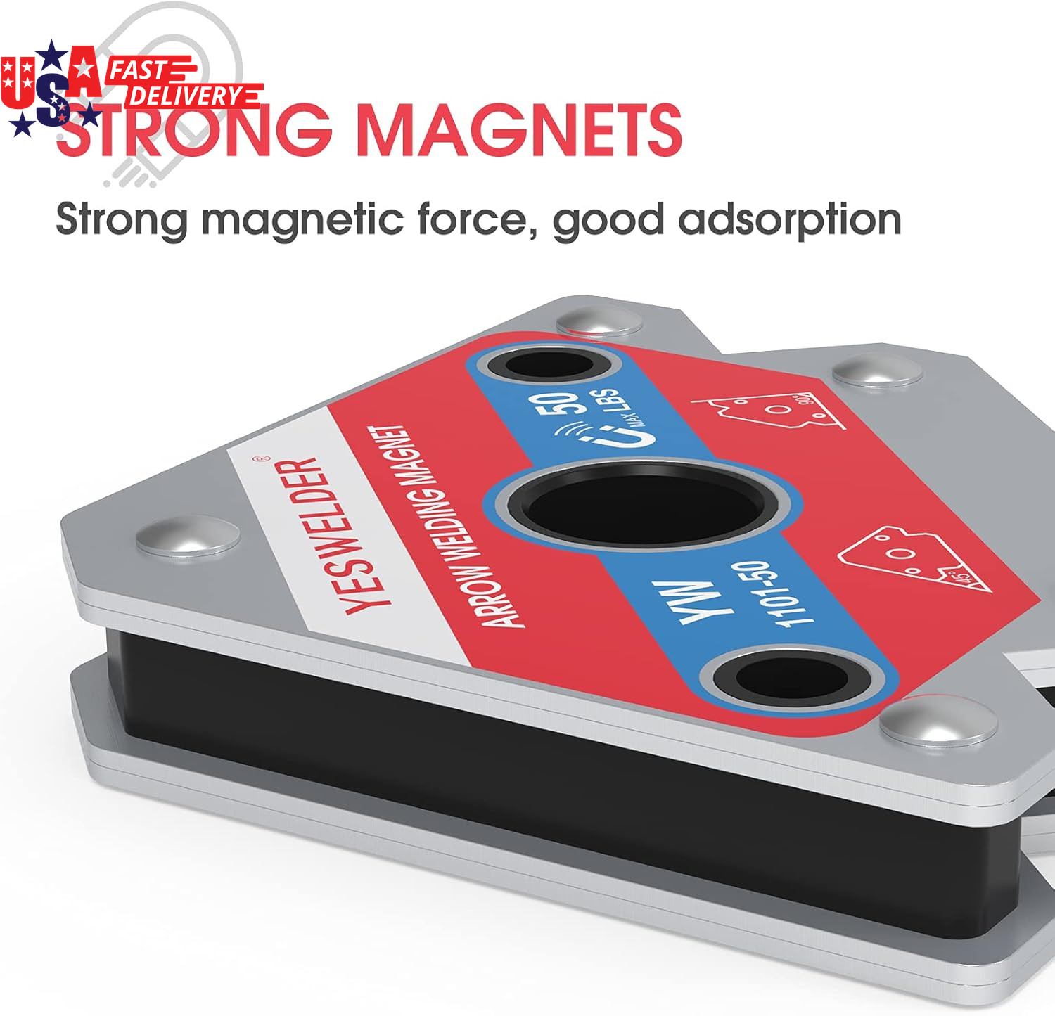 50 LB Welding Magnet-4 Pieces of Magnetic Welding Holder 50 LBS Holding Power We