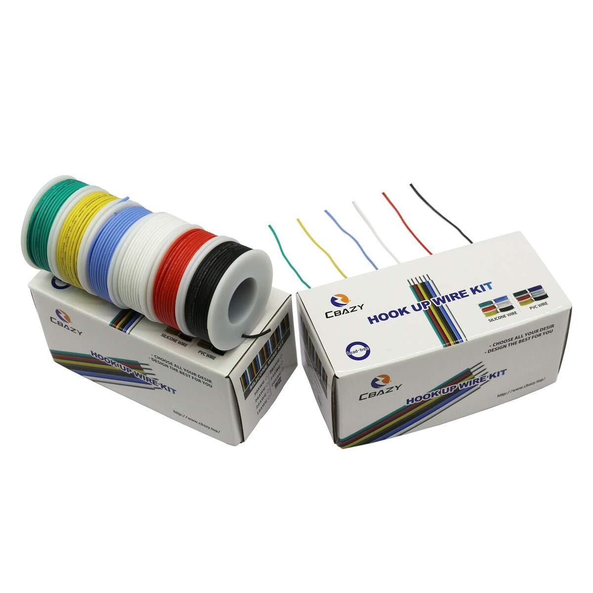 Flexible Silicone Rubber Electric Wire Kit 20 Gauge 6 Colors 19.6 feet Each