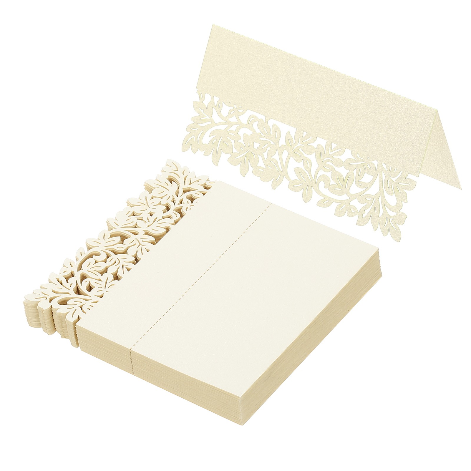 50 Pcs Place Cards, Leaves Table Place Cards, Beige