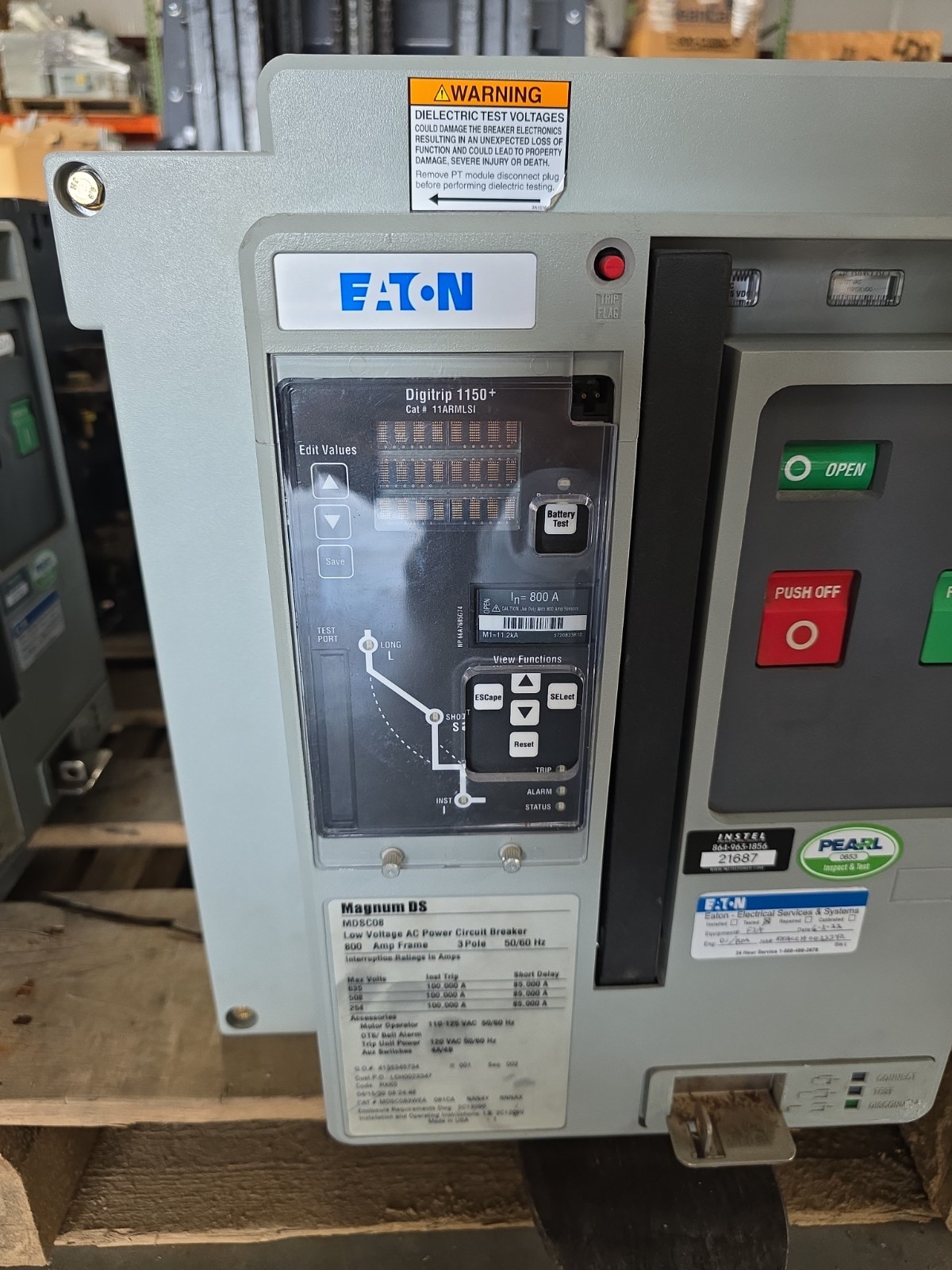 EATON Magnum DS MDSC08 Breaker 800 Amp w/ 11ARMLSI Digitrip