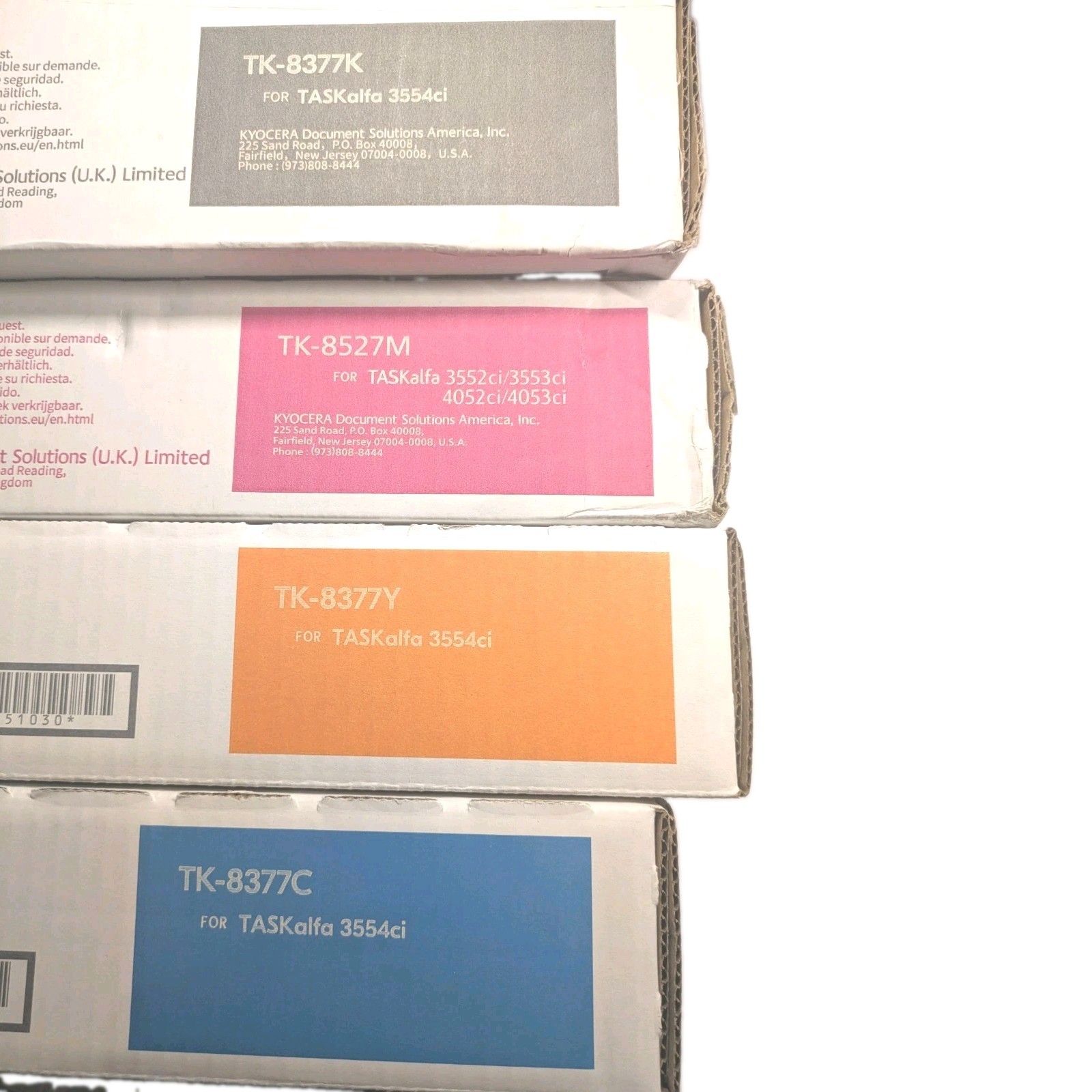 4 Genuine Kyocera TASKalfa 3554ci Cyan, Mag, Yellow & Black Toners TK-8377 CMYK