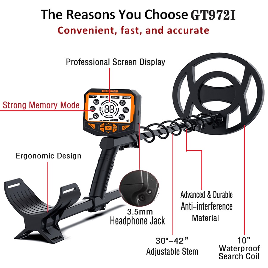 Metal Detector – 5.8KHz,Adjustable Sensitivity,22cm Depth for Coins/Jewelry