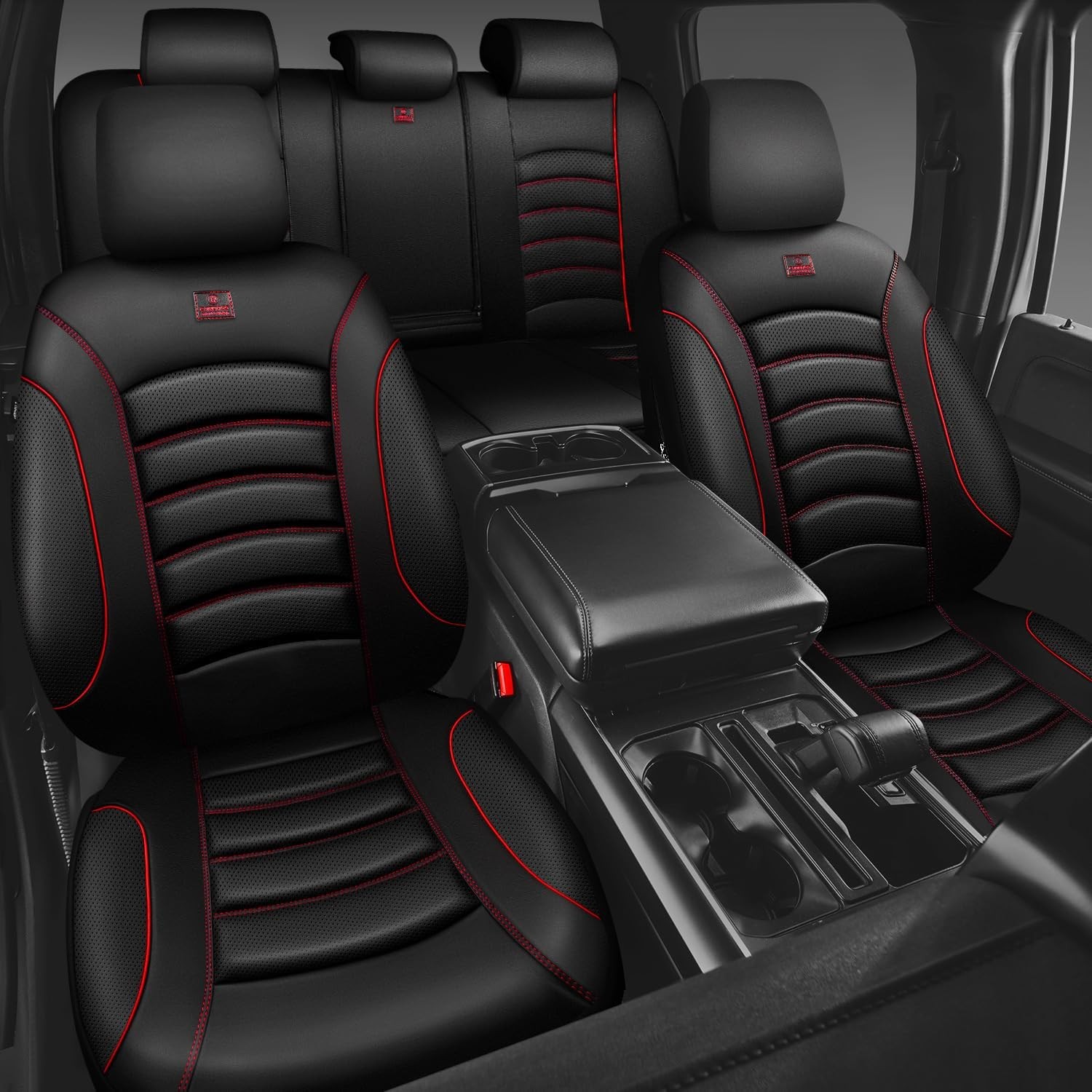 CAR PASS 3D Foam PU Leather Car Seat Covers, Universal Seat Covers Full Sets for