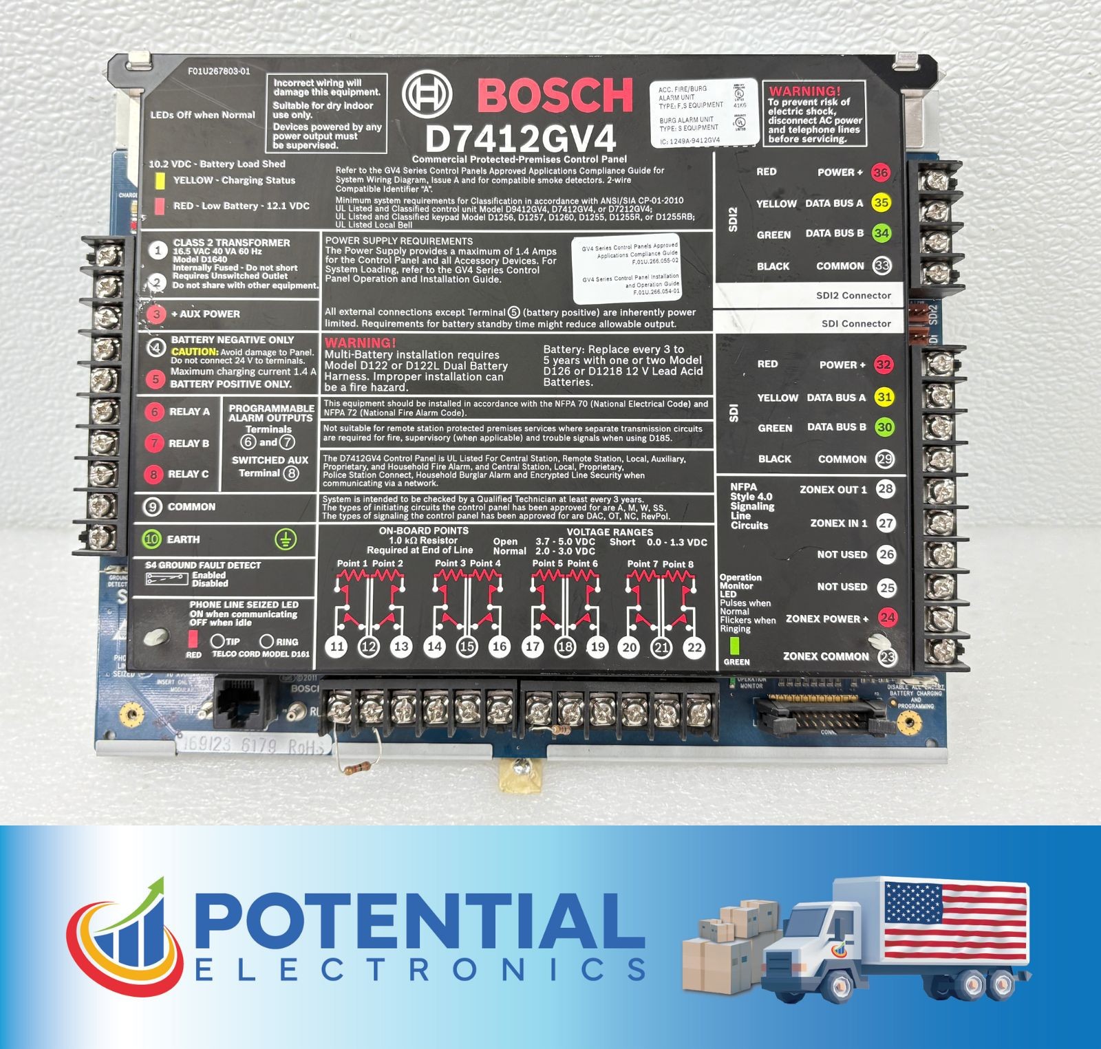 Pre Owned | Bosch D7412GV4 IP Alarm System G Series Control Panel Only – Black