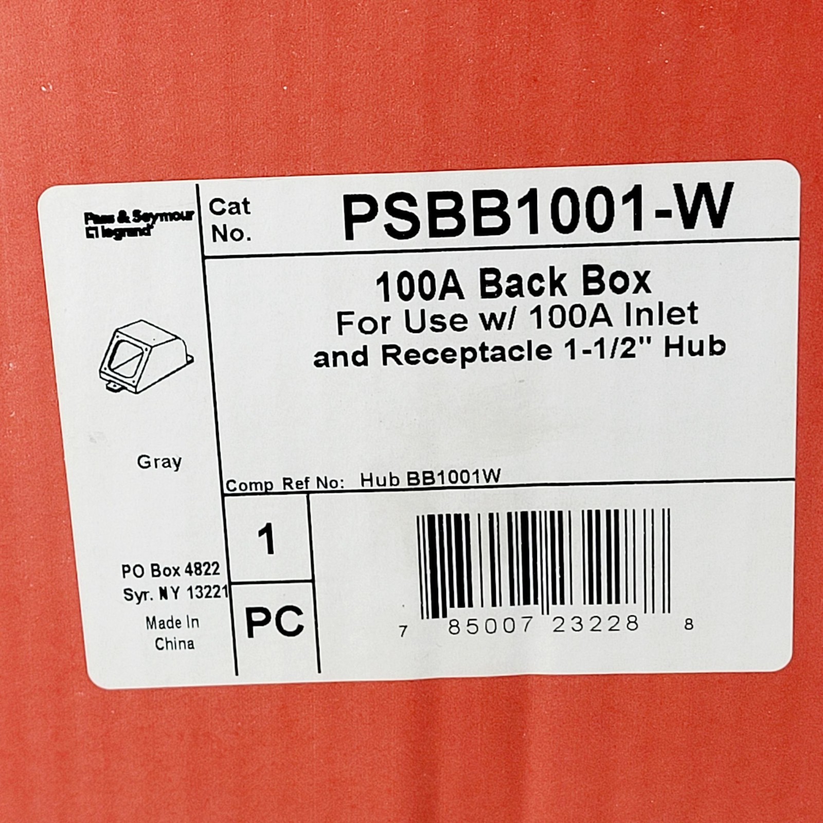 Pass & Seymour Legrand PSBB1001-W Pin & Sleeve Back Box w/ 1 1/2″ Hub 100 Amp