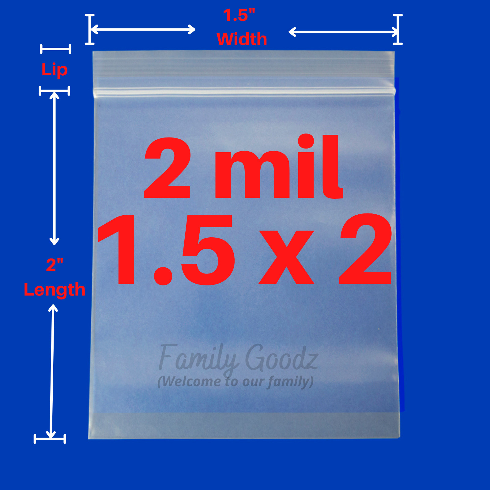 Clear Reclosable Zip Seal Top Bag Plastic 2 Mil Lock Bags Jewelry Zip Baggie