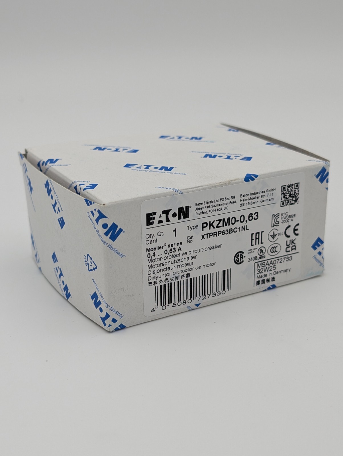 EATON Thermal Magnetic Circuit Breaker Motor Protect PKZM0-0.63 0.12 kW US New