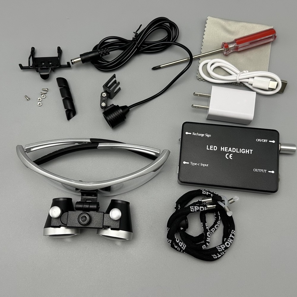 3.5X Dental Medical Surgical Binocular Loupes Headband Magnifier w LED Headlight