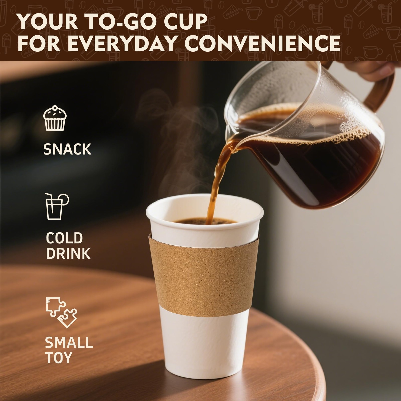 16 oz 50 Pack Coffee Cups with Lids & Sleeves