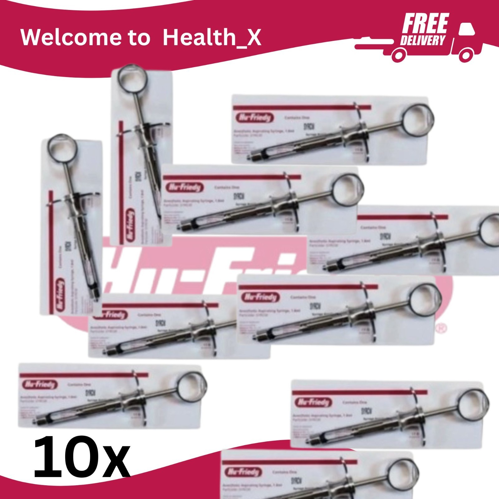 Lot of 10x Hu-Friedy CW Style Dental Anesthetic Aspirating 1.8ml Syringe SYRCW