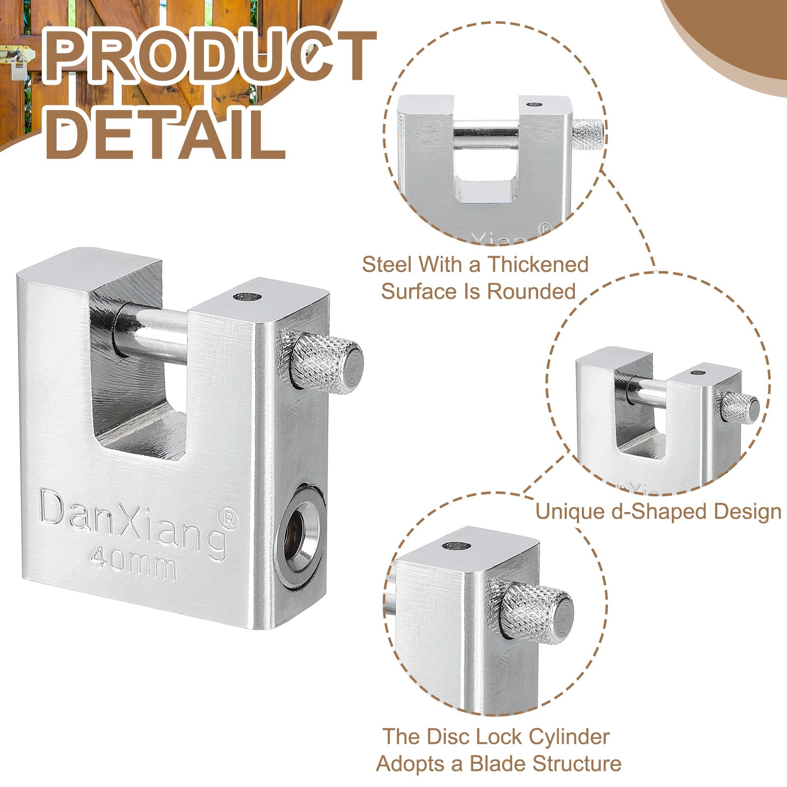 2Pcs 1.6″ High Security Padlock Steel D-Shaped Heavy Duty Locks 4 Keys