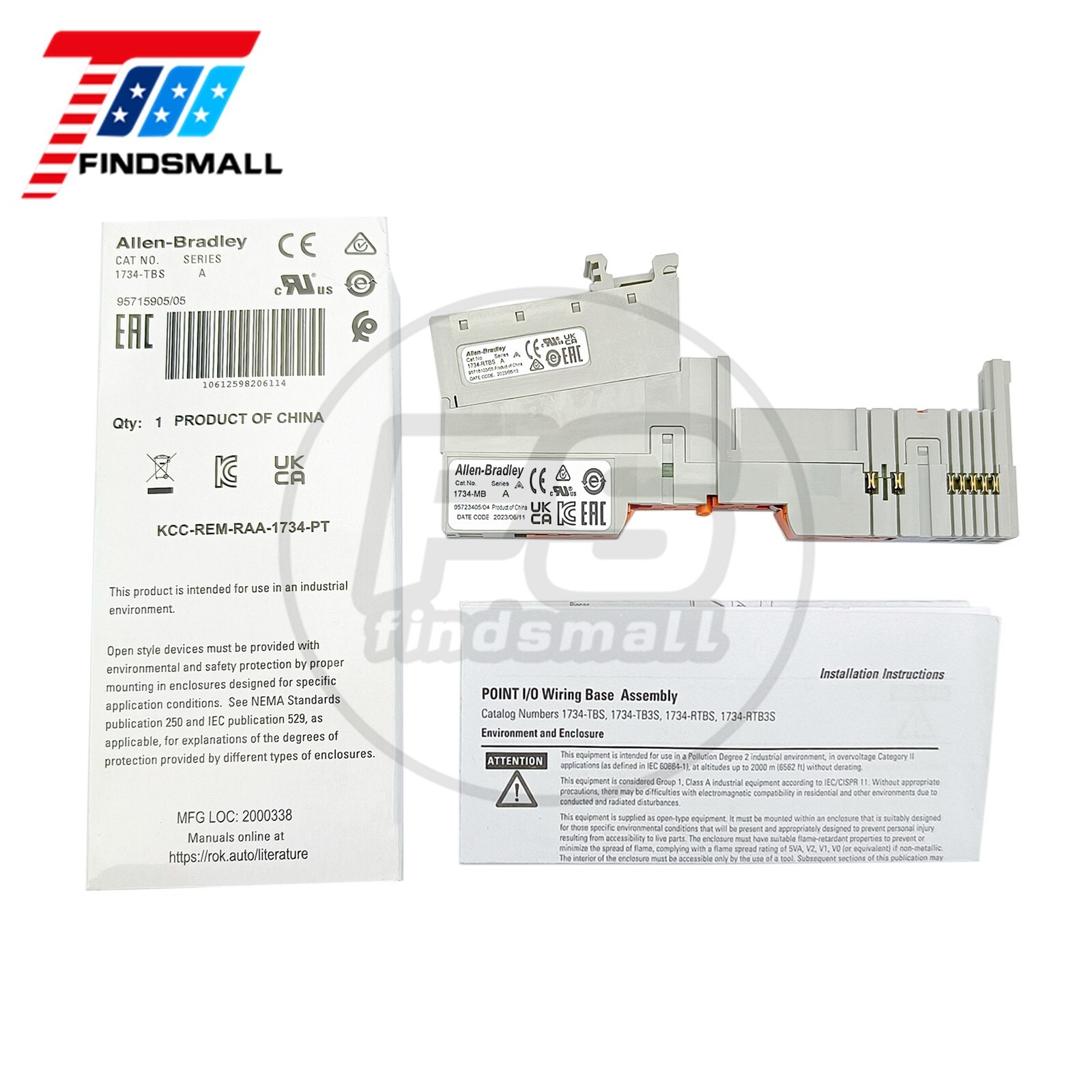 2023 Allen Bradley Point I/O 1734-TBS Terminal Base w/ IEC Spring Terminals USA