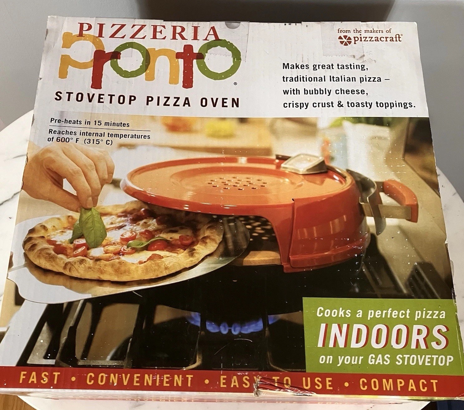 Pizzeria Pronto Stovetop Pizza Oven by Pizzacraft – Indoor Gas Range Pizza Maker