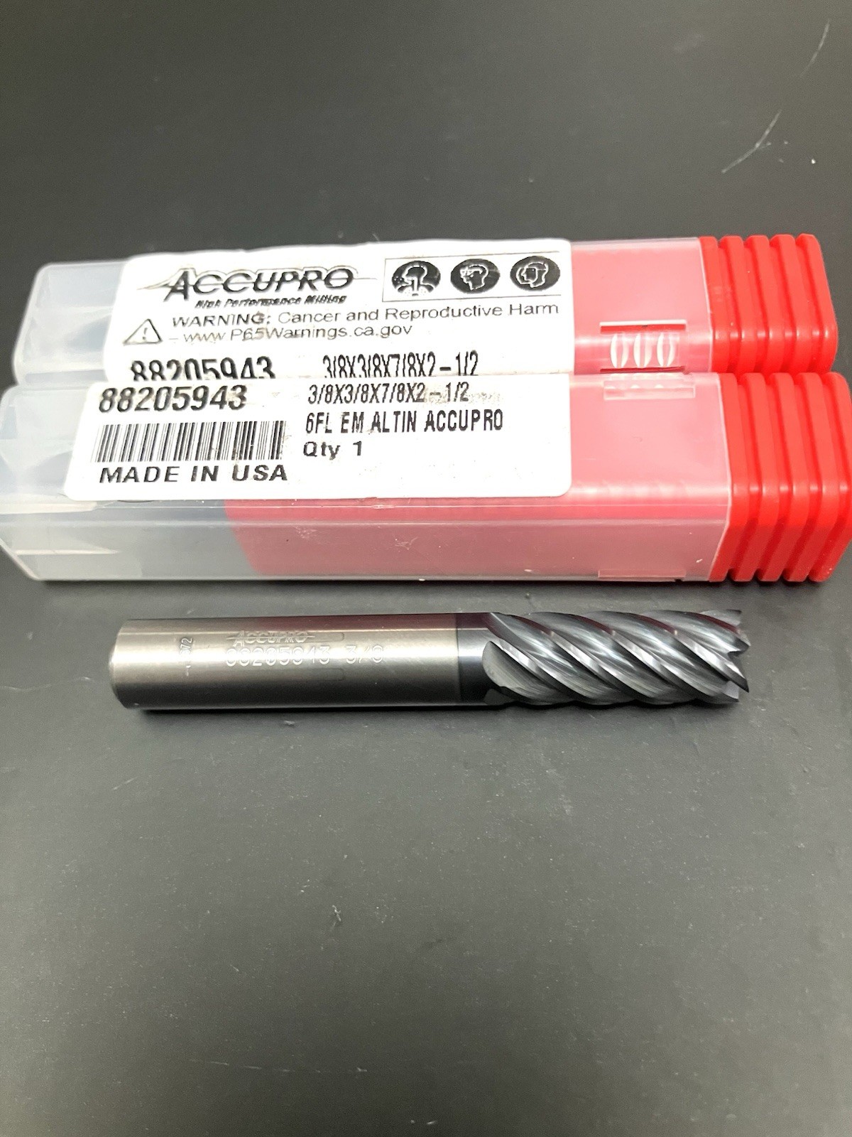 Accupro 3/8″ 6FL Square End Mill Solid Carbide AlTiN 7/8″ LOC 88205943 NEW