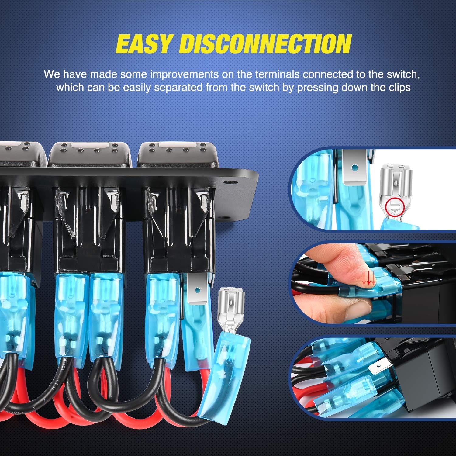 Customizable Pre-Wired 5 Gang Rocker Switch Panel for Automotive & Marine Use