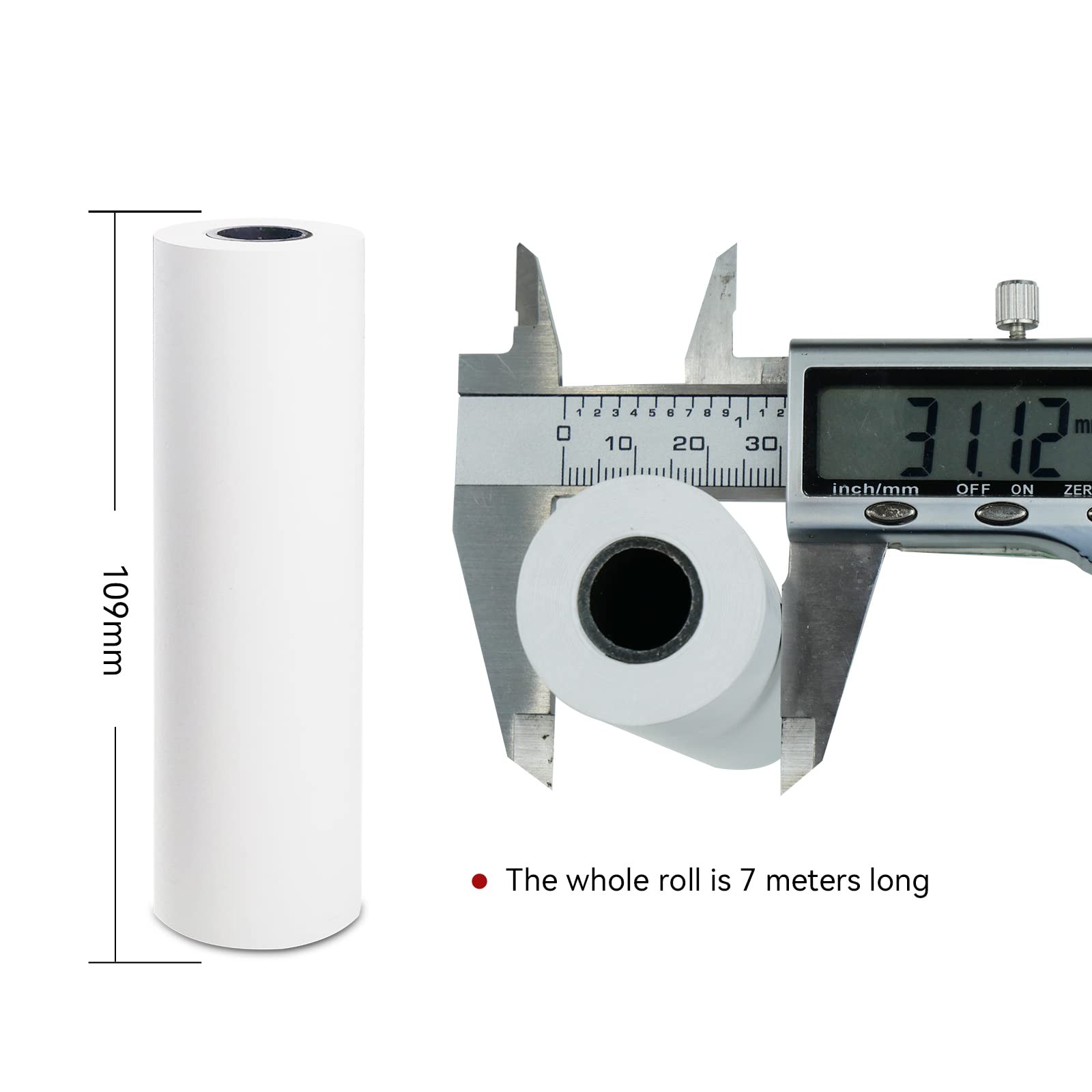 A6 Thermal Paper 6 Rolls(110mm/4.3″width/7m long,Φ1.18″) for portable printer…