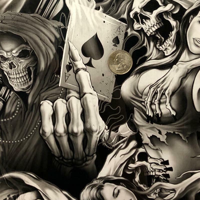 Hydrographic film Ace of Skulls 7′ x 20″ hydro dip dipping