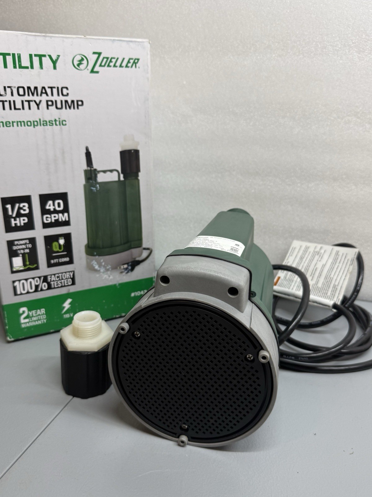 Zoeller 1043 Automatic Utility Pump 1/3 HP 40 GPM 115V Open Box New