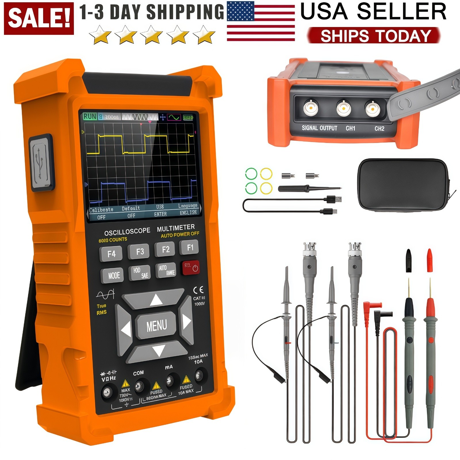 Digital 3in1 Oscilloscope Multimeter AUTO Signal Generator 1000V 50MHz Handheld