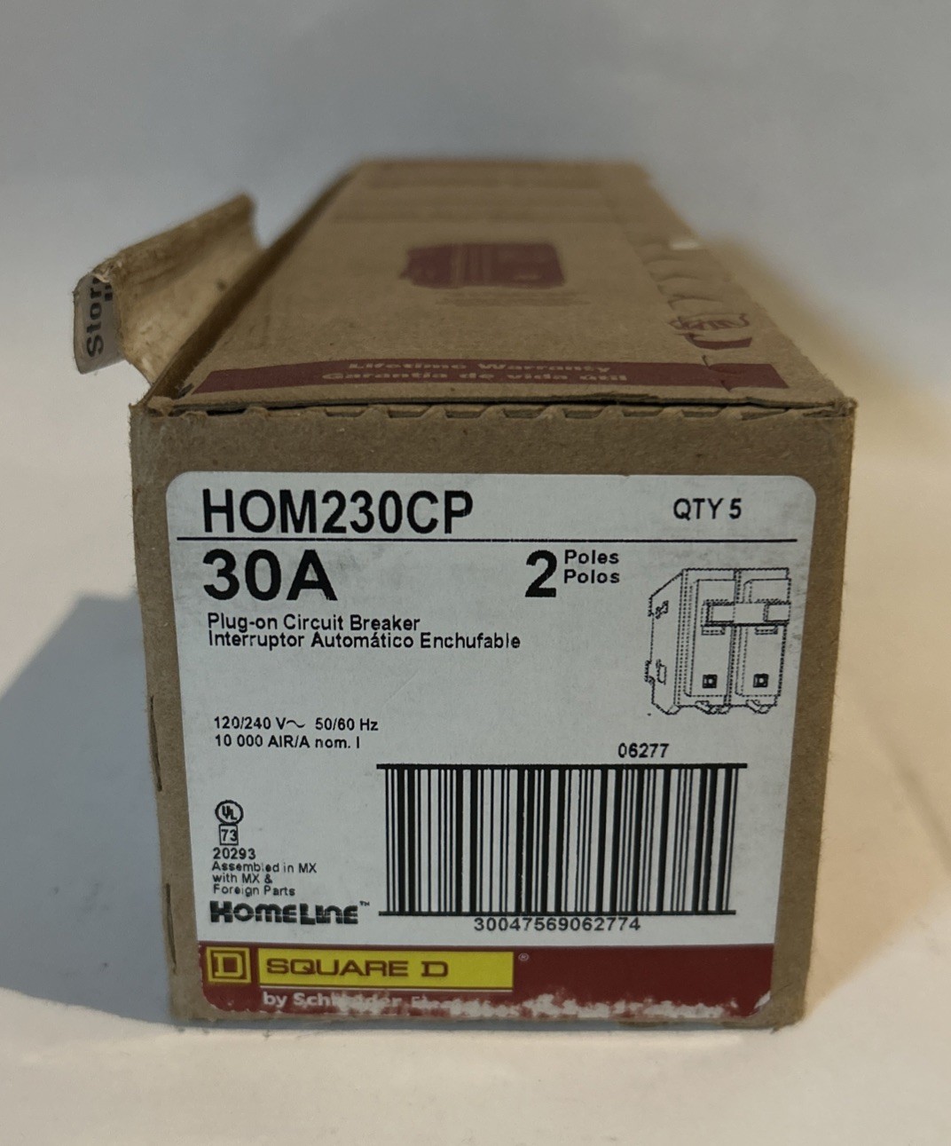 Square D HOM230CP 30 Amp 2 Pole 120/240V 50/60 Hz Plug-On Circuit Braker HOM230