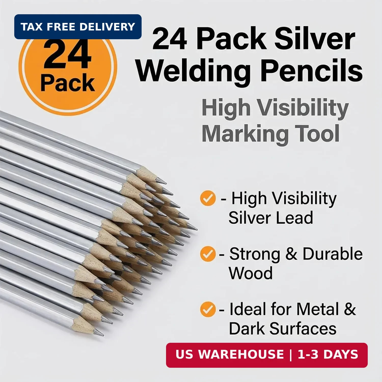 24 Pcs Silver Streak Welders Pencil Metallic Water Soluble Marking Tools