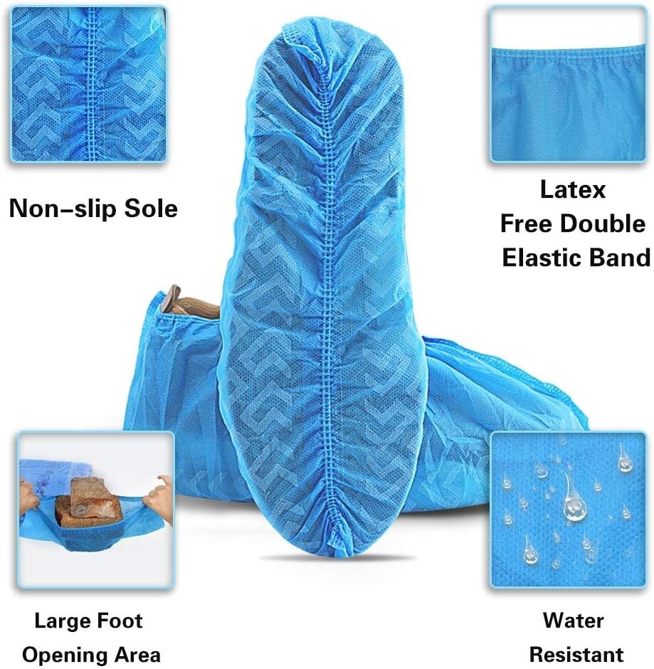 100Pcs Non-woven Disposable Shoe Covers Non-Slip Resistant Dust proof ONE SIZE