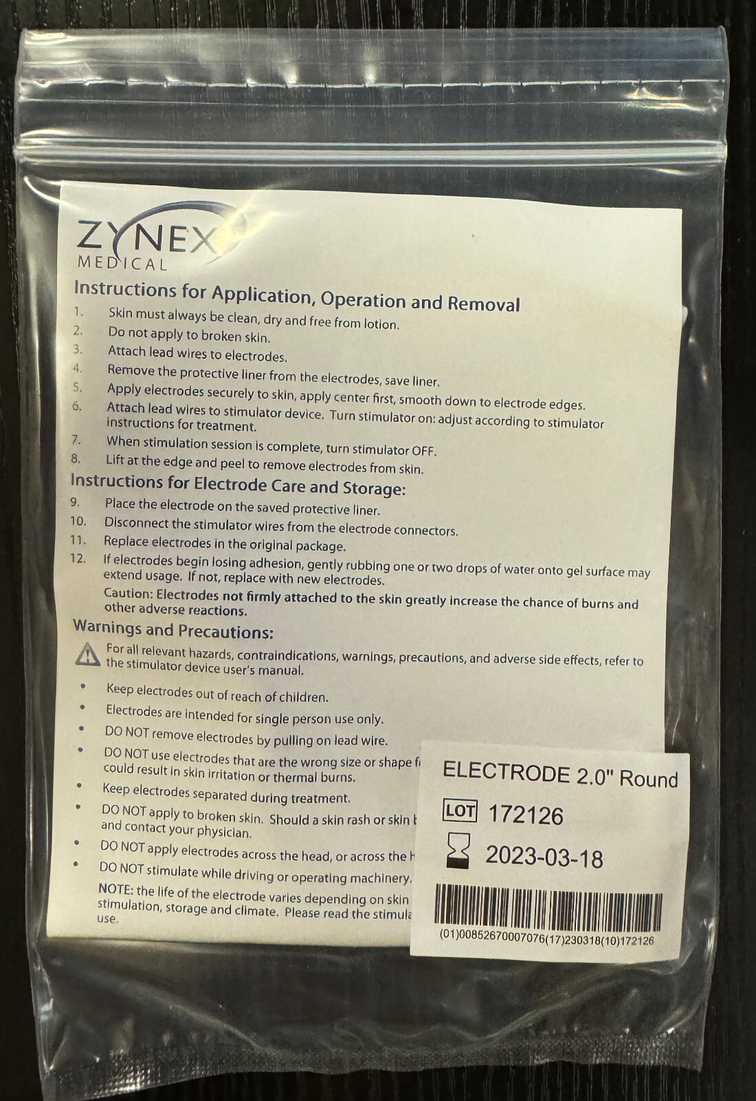 15/$24.99 Zynex «Electrical Stimulation Electrodes» 2.0″ Round (300027)