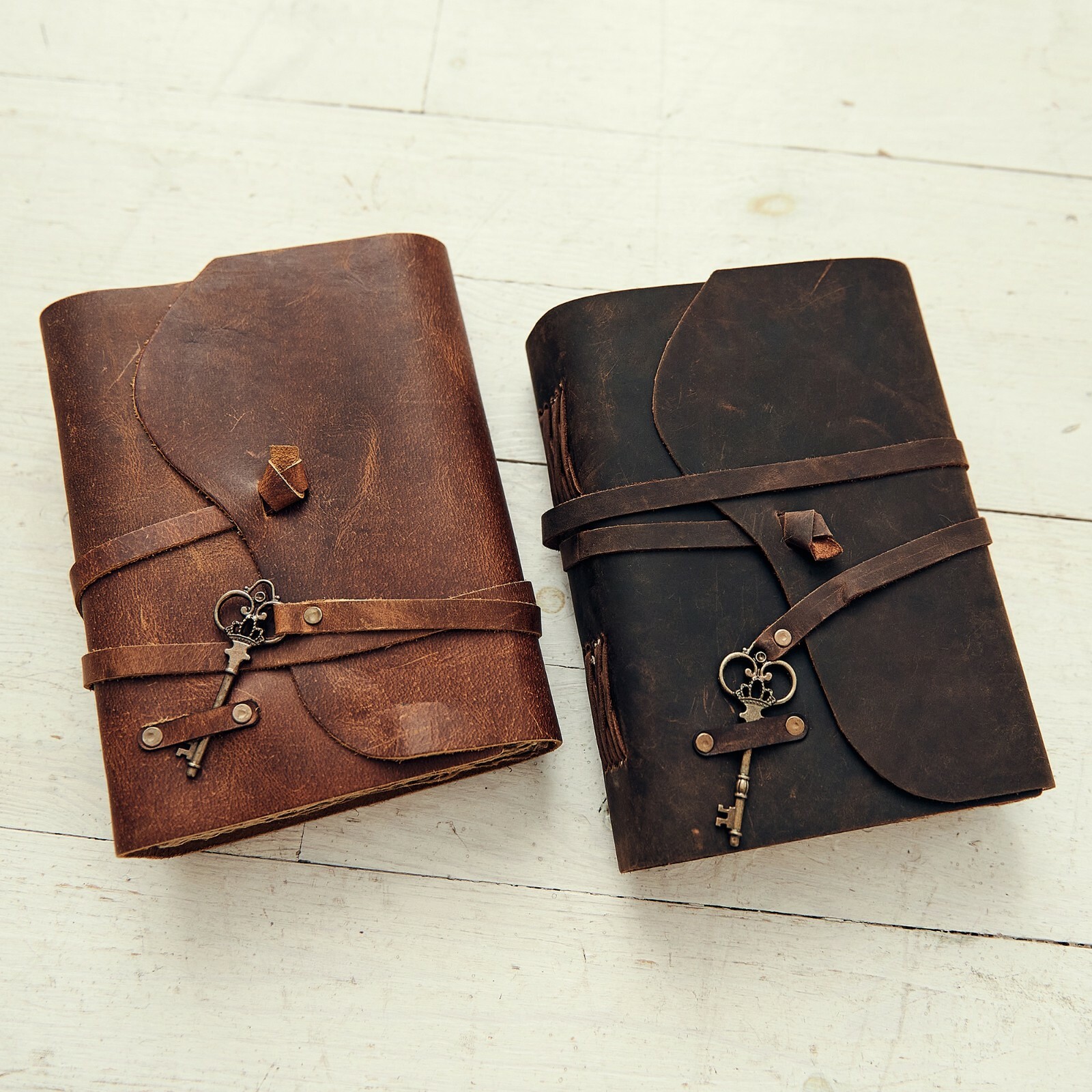 Genuine Leather Journal Vintage Rustic Leather Bound Journal Deckle Edge Paper