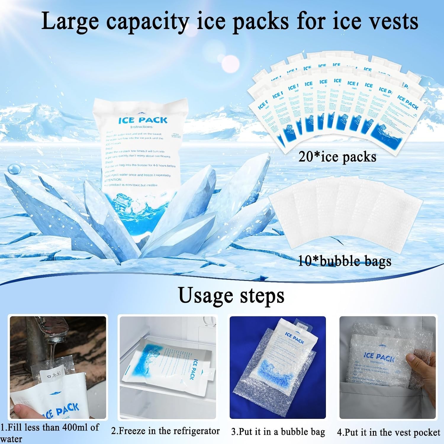 Cooling Vest for Men Women Teens,Adjustable Ice Vest with 20 Pcs Ice Packs fo…