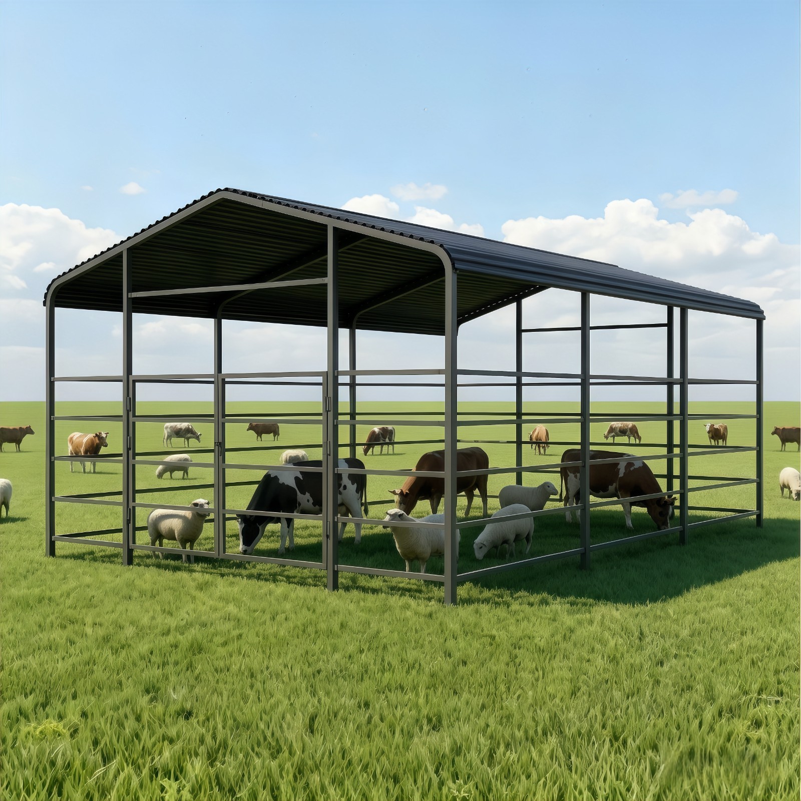 13x20ft Galvanized Livestock Shelter Metal Cattle Shed Steel Barn Horse Goat New