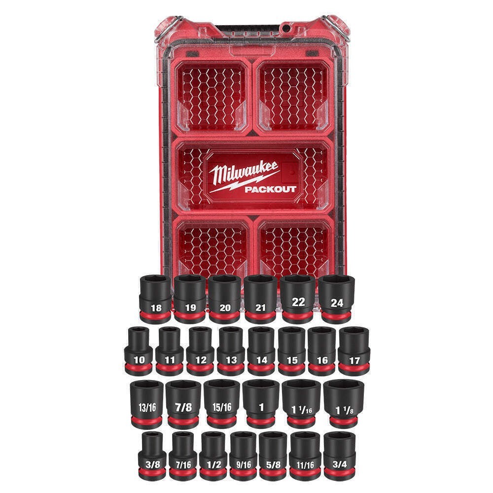 Milwaukee 49-66-6804 SHOCKWAVE 1/2” Impact Duty Socket MM PACKOUT Set-27 PC US