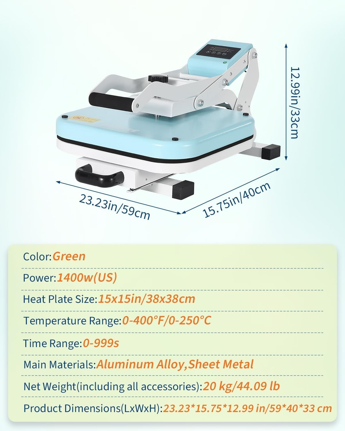 15″X15″ Digital Heat Press Machine T-Shirt Sublimation Printer Transfer Pressing