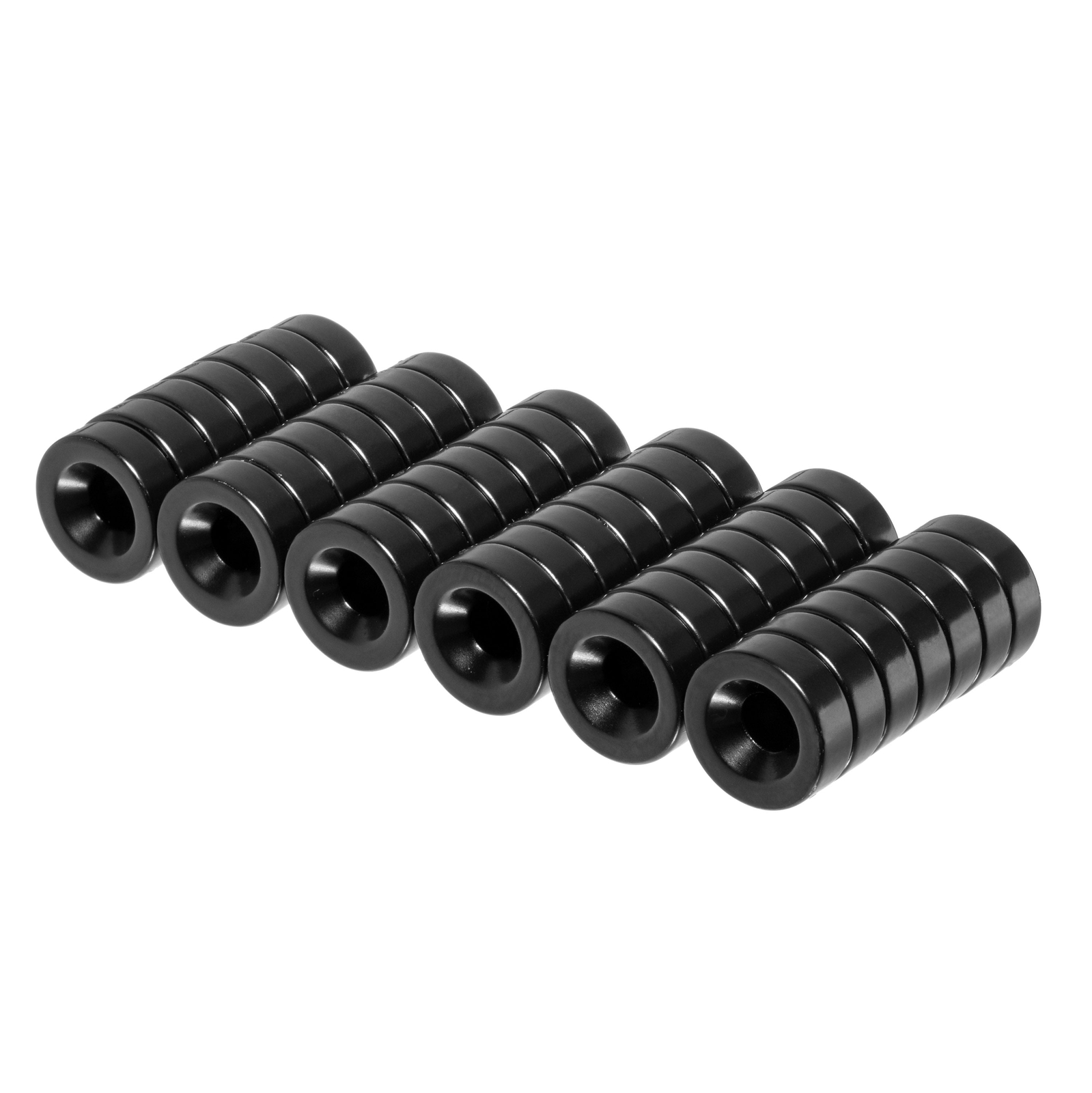 3/8 x 1/8 Inch Neodymium Countersunk Ring Magnets N42 with Black Epoxy (42 Pack)