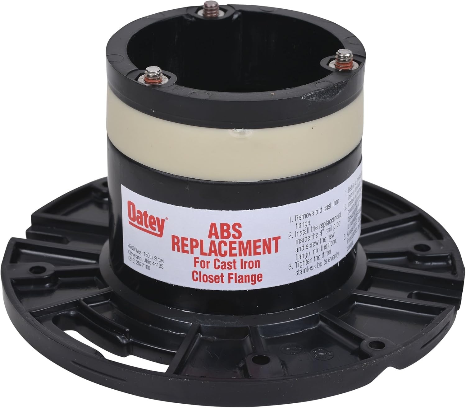 Heavy Duty 4″ Cast Iron Toilet Flange Replacement – Black ABS, Compression Seal